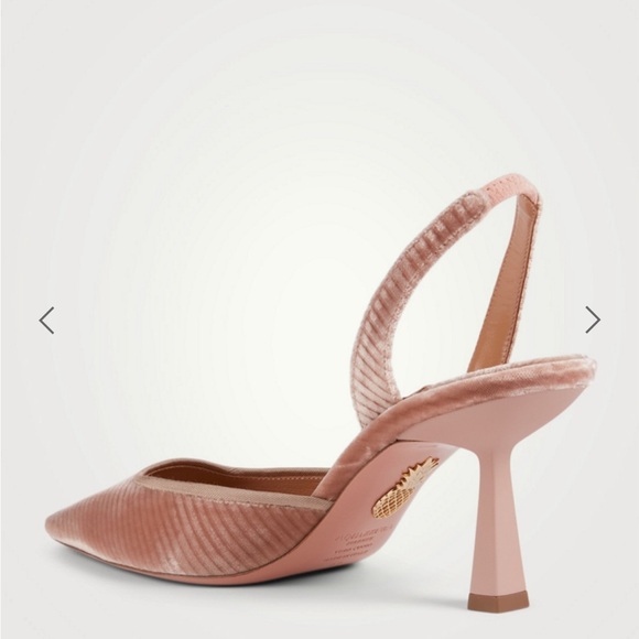 Aquazzura Maia 75 Velvet Slingback Pumps French Rose Mauve Pink Blush 34 4 - Picture 4 of 10